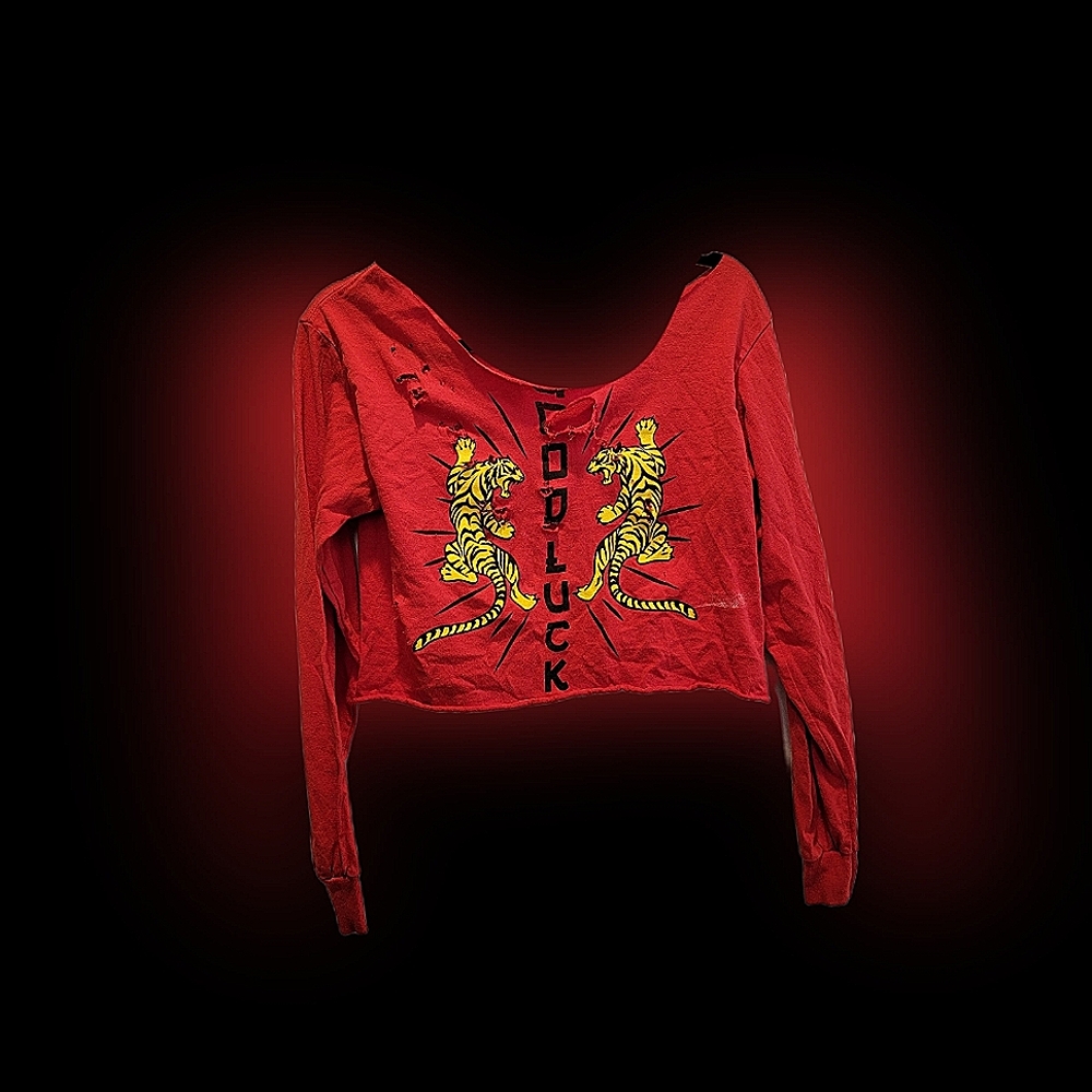 Cropped distressed long sleeved tee size xs/s